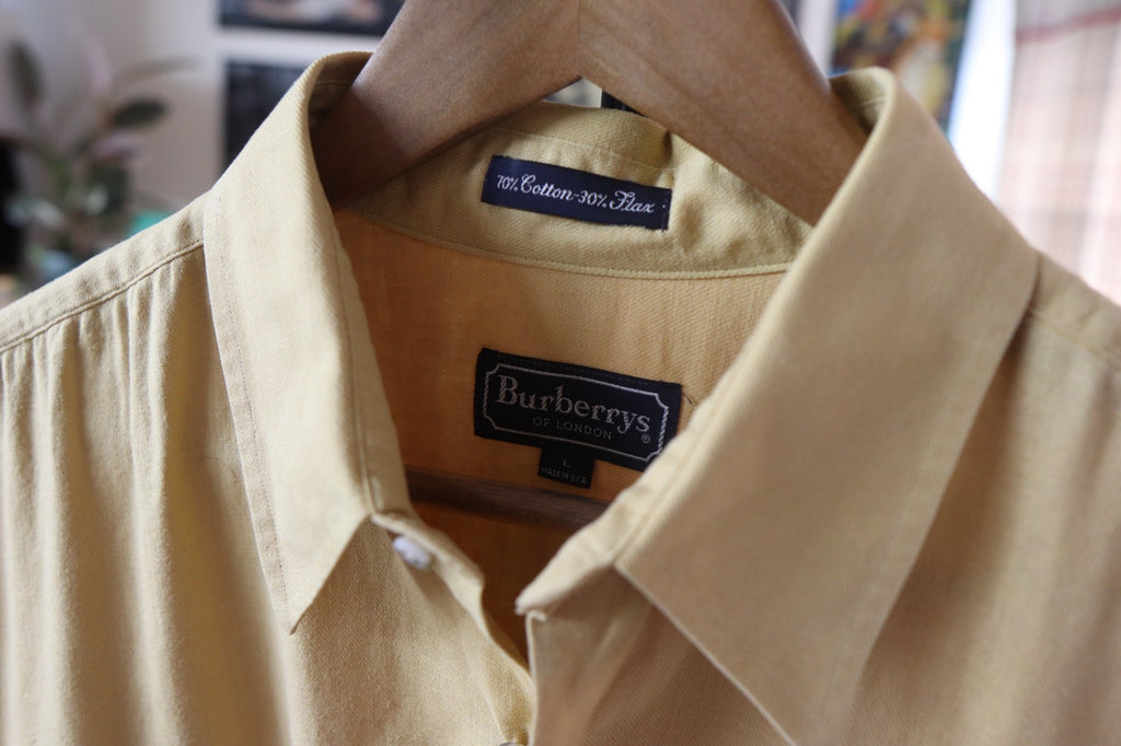 Burberry Of London Mens Short Sleeve Shirt Cotton/Flax Made in the US