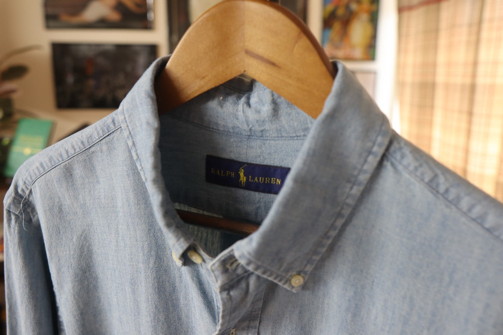 Ralph Lauren Classic Chambray Shirt In Light Blue Size L