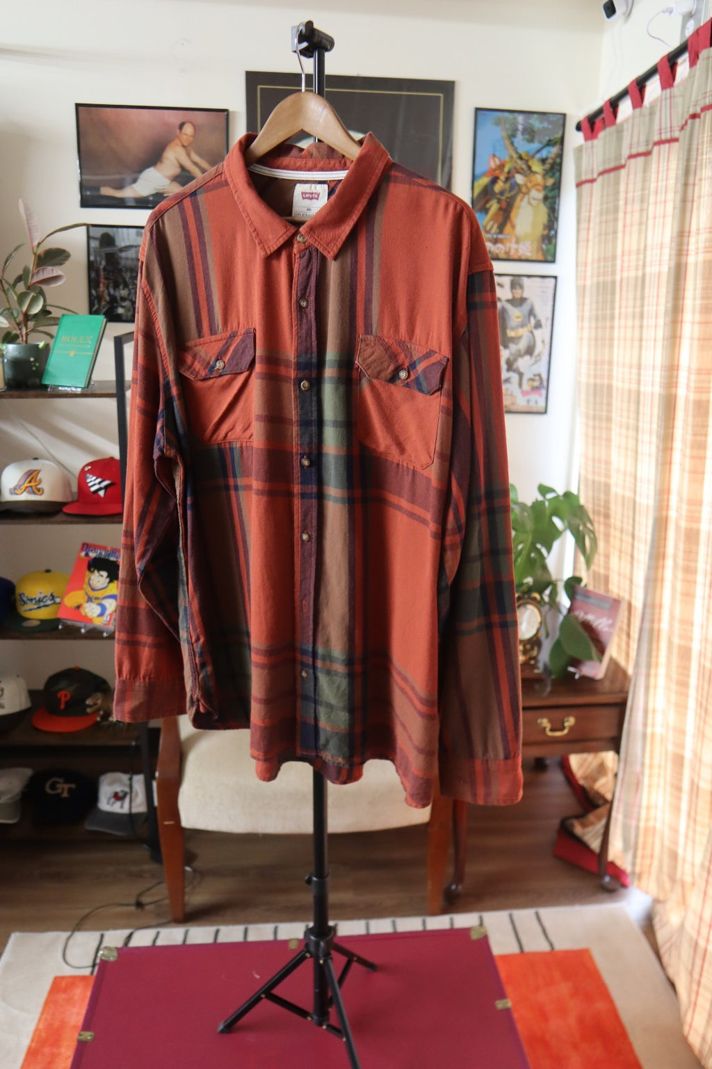 Levi’s Button Up Shirt Men’s XXXL In Rust Plaid
