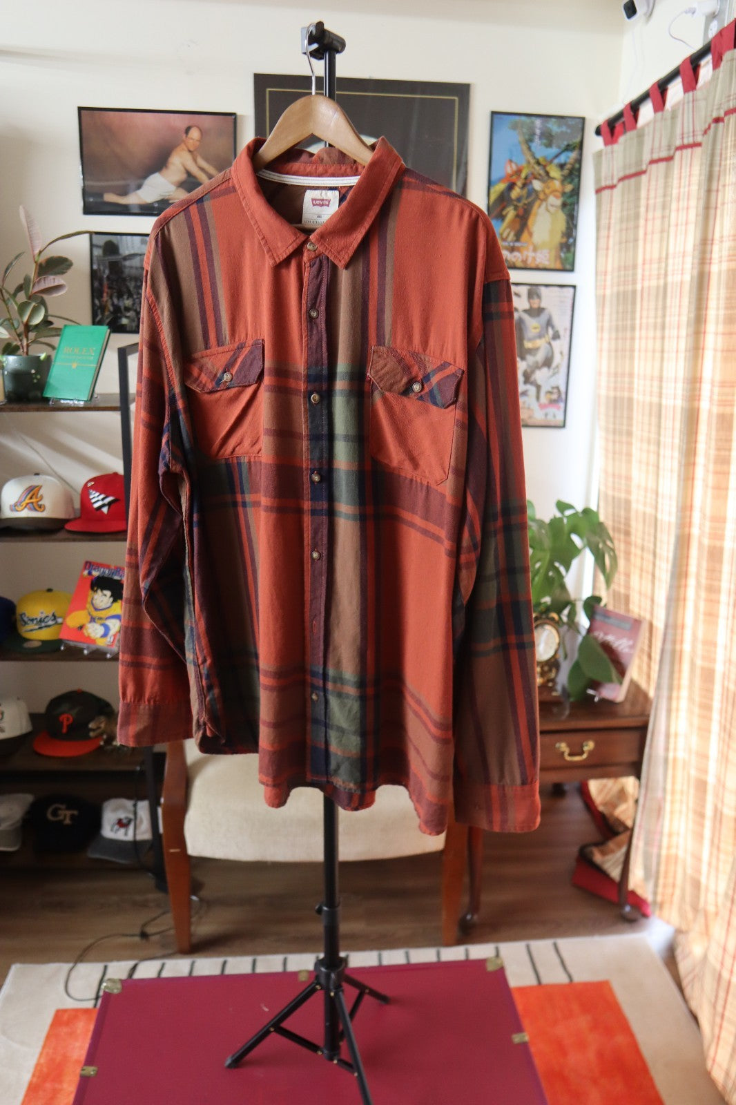 Levi’s Button Up Shirt Men’s XXXL In Rust Plaid