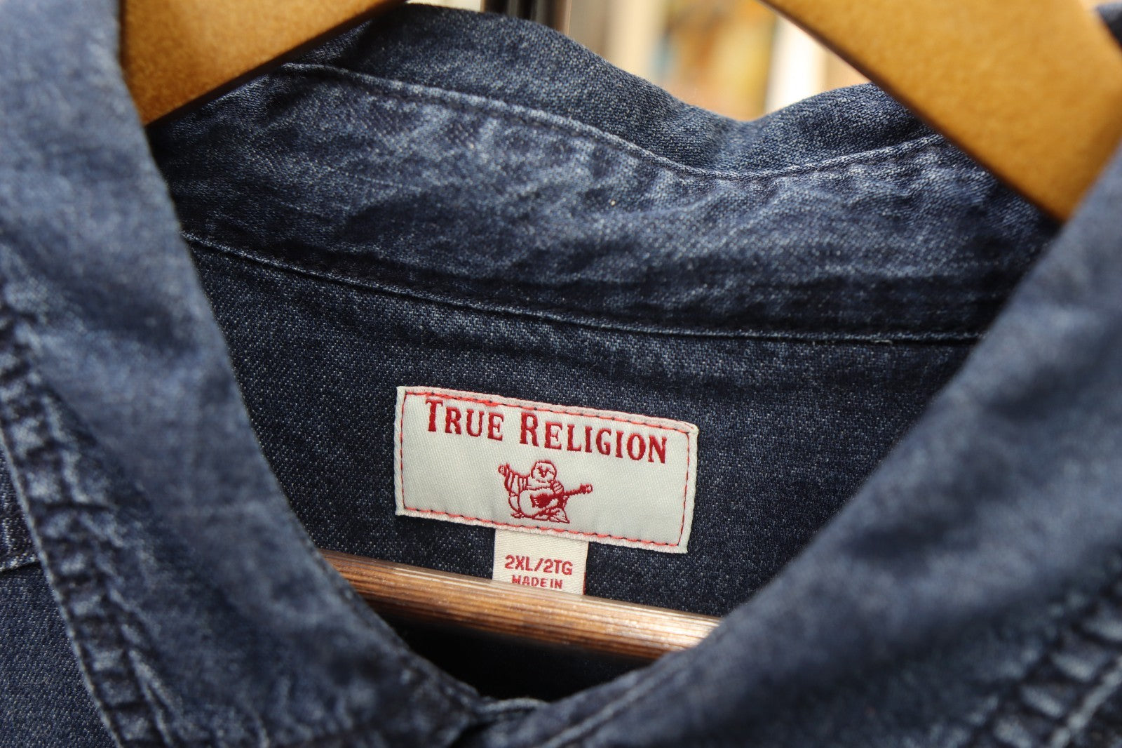 True Religion Men's Denim Long Sleeve Button Up Shirt Size XXL