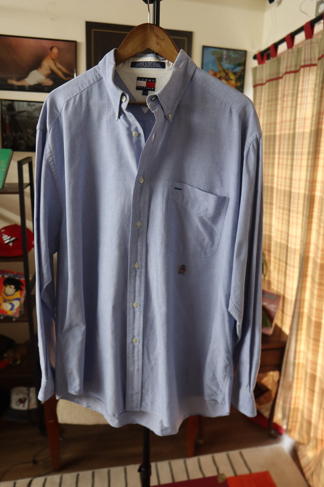 Vintage Tommy Hilfiger Oxford Shirt In Light Blue With Lion Crest