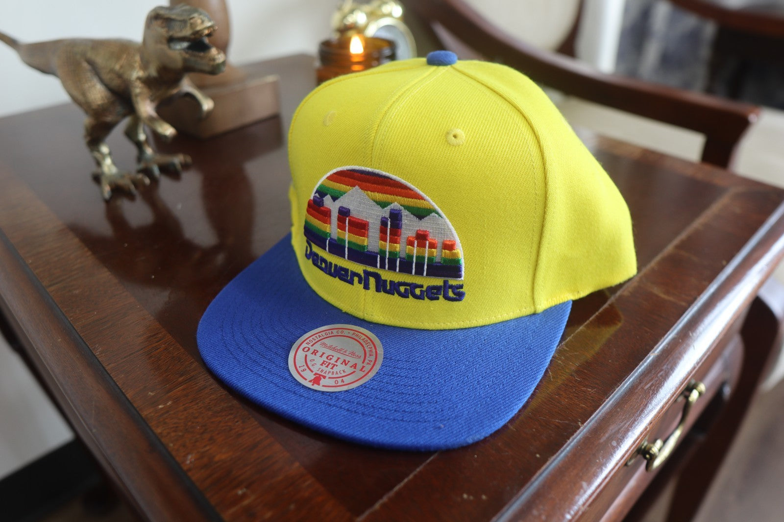 DENVER NUGGETS NBA MITCHELL & NESS BASIC GOLD/BLUE OSFM SNAPBACK HAT/CAP
