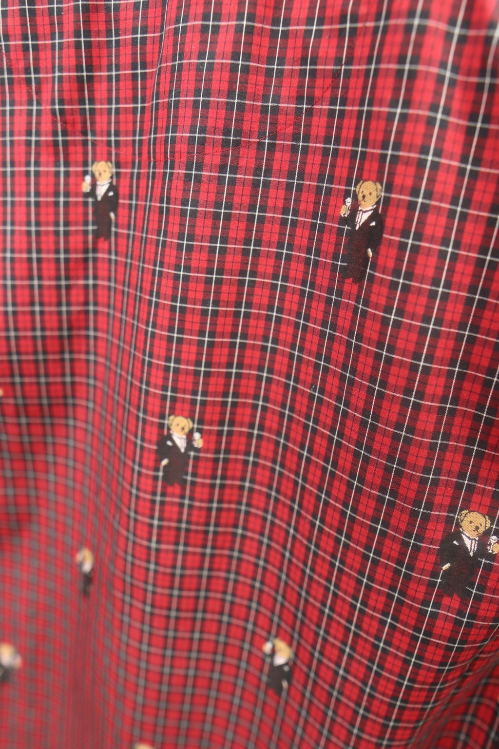 Polo Ralph Lauren Red/Black Plaid WINE-TOASTING BEARS Shirt Slim Fit 14 1/2 - 37