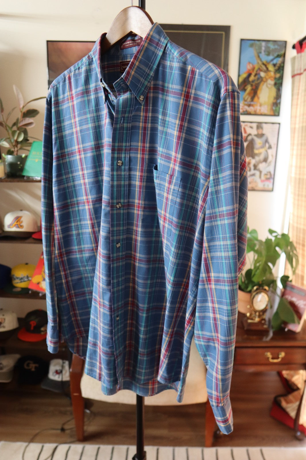 1980s Chap Ralph Lauren Plaid Button Up Shirt Large