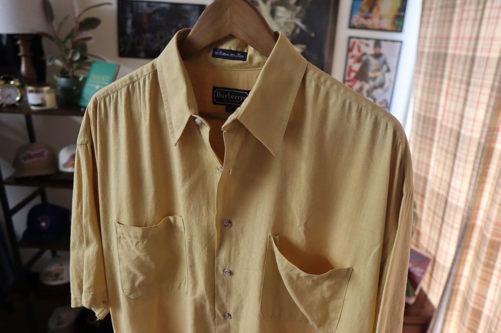 Burberry Of London Mens Short Sleeve Shirt Cotton/Flax Made in the US