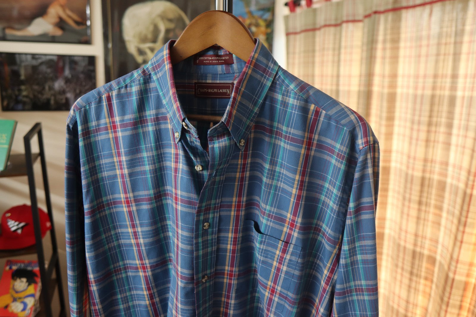 1980s Chap Ralph Lauren Plaid Button Up Shirt Large