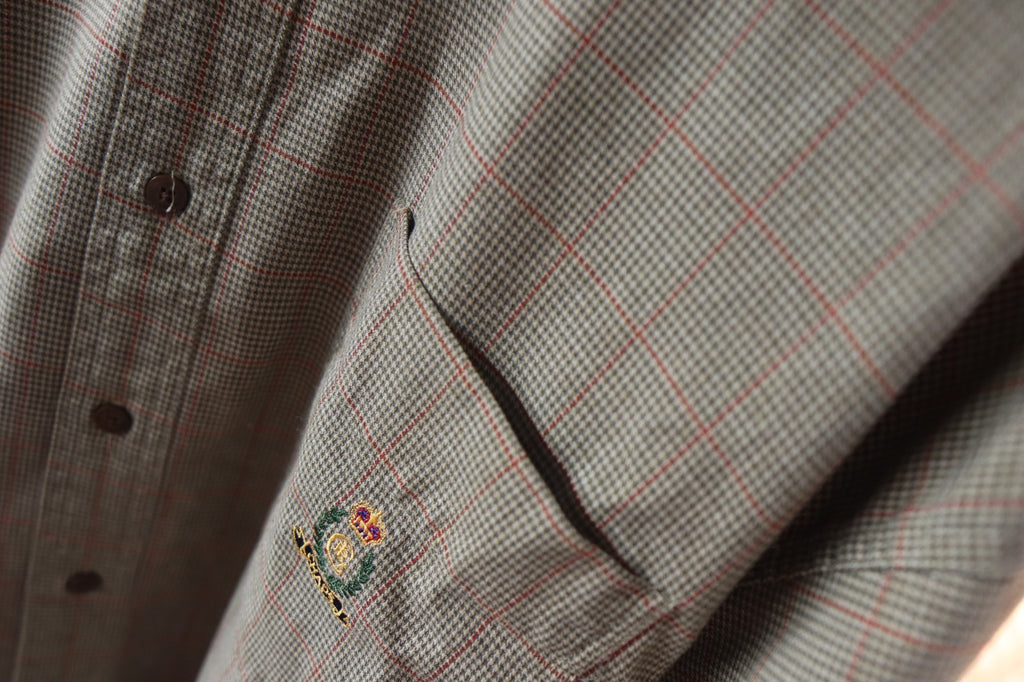 Vintage Chaps Ralph Lauren Mens Plaid Button Up Shirt Size XL Embroidered Crown