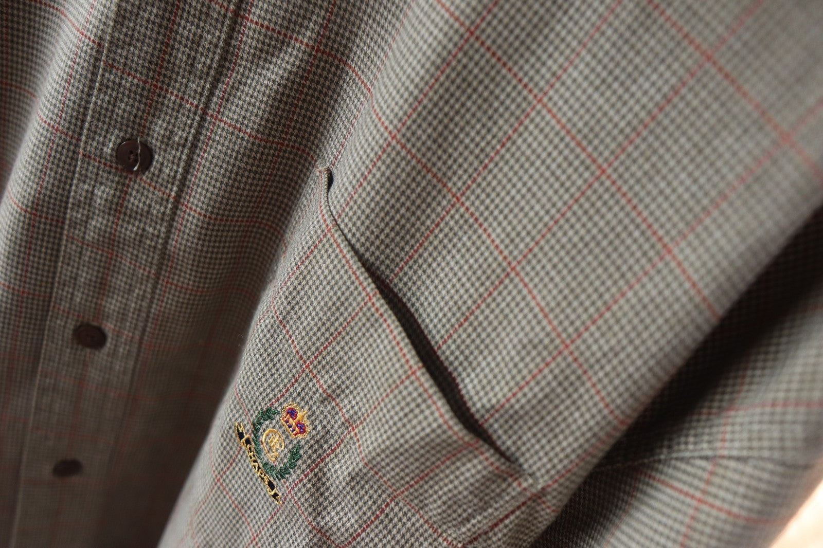 Vintage Chaps Ralph Lauren Mens Plaid Button Up Shirt Size XL Embroidered Crown