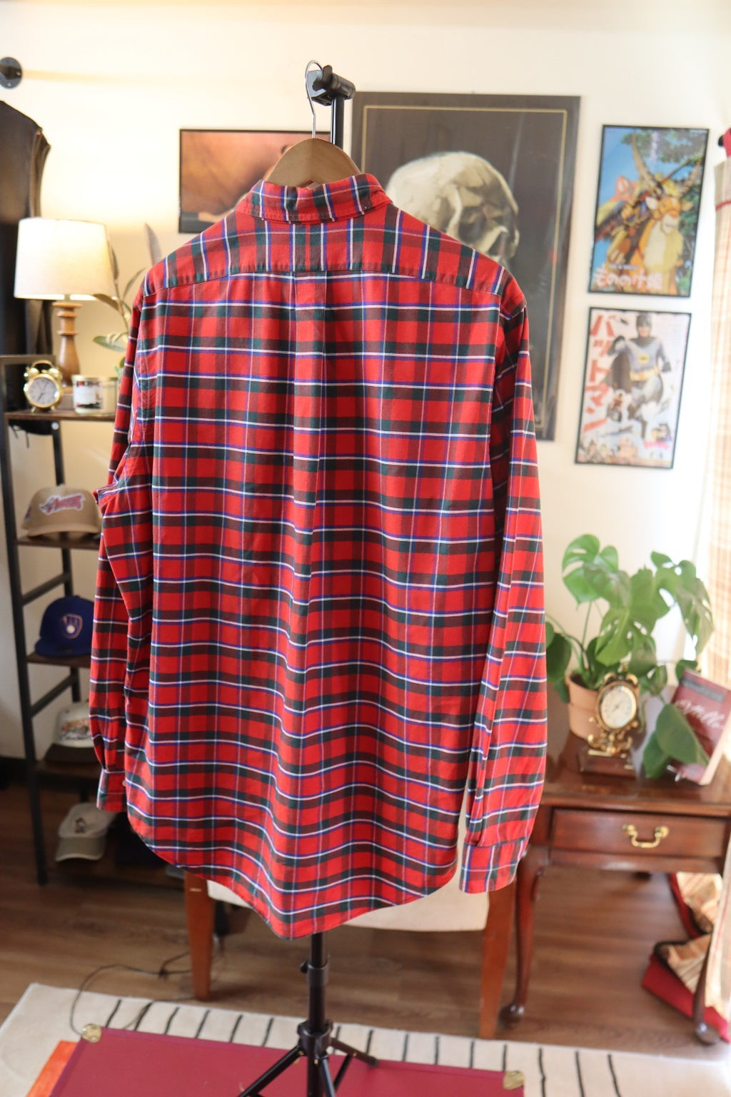Vintage Ralph Lauren Polo Button Up Shirt Men XL Red Plaid Long Sleeve