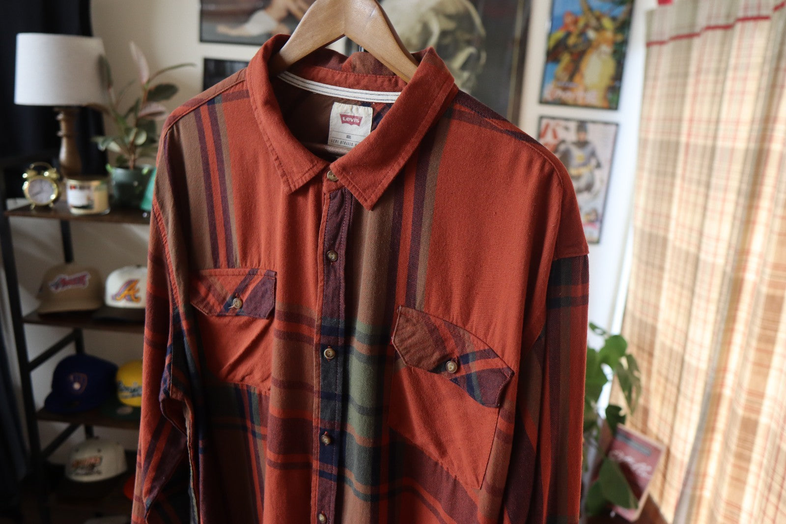 Levi’s Button Up Shirt Men’s XXXL In Rust Plaid