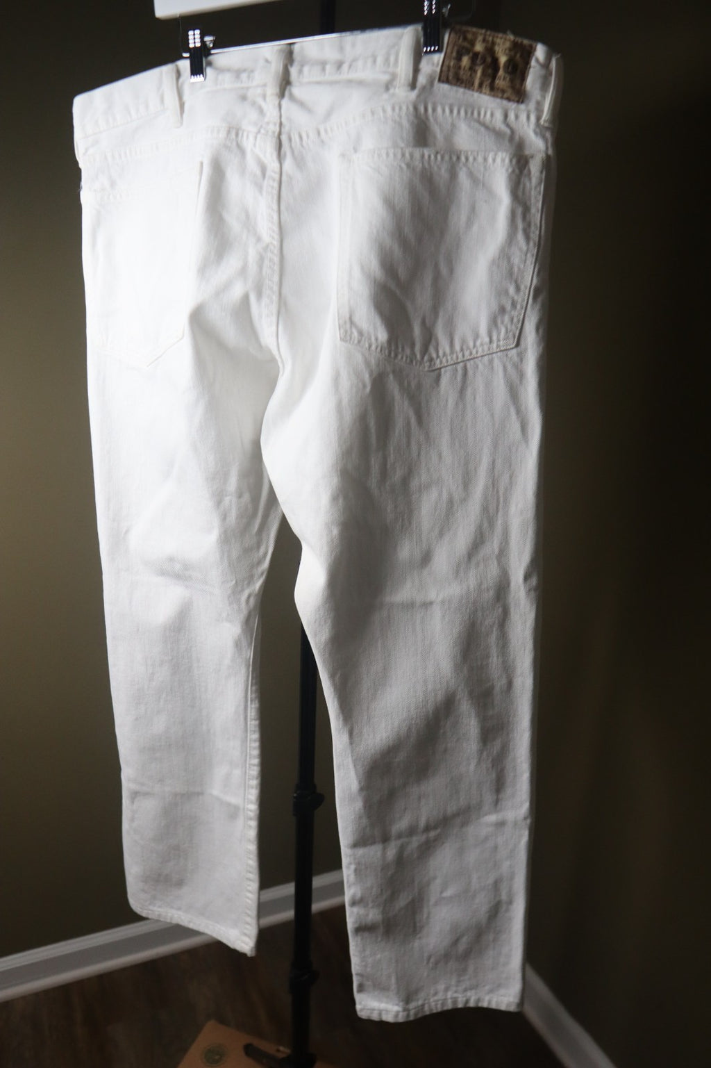 Polo Ralph Lauren Men's Size 40 X 32 White Varick Slim Straight Denim Jeans