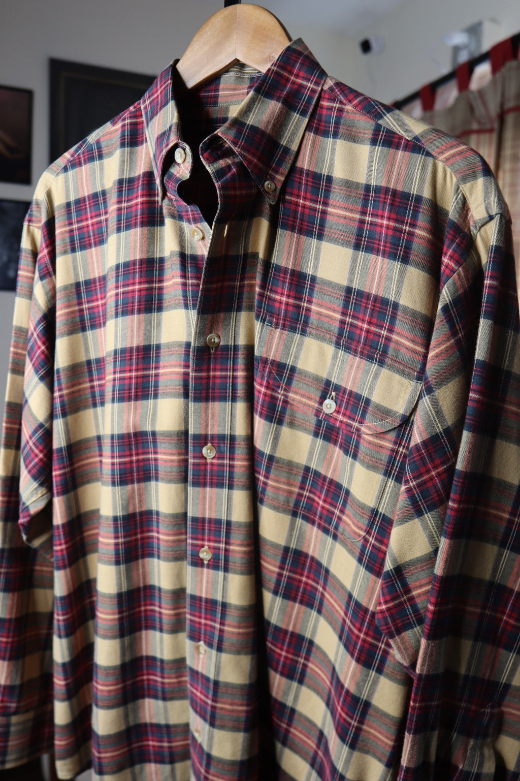 Orvis Mens Large Plaid Check Flannel Cotton Merino Wool Luxury