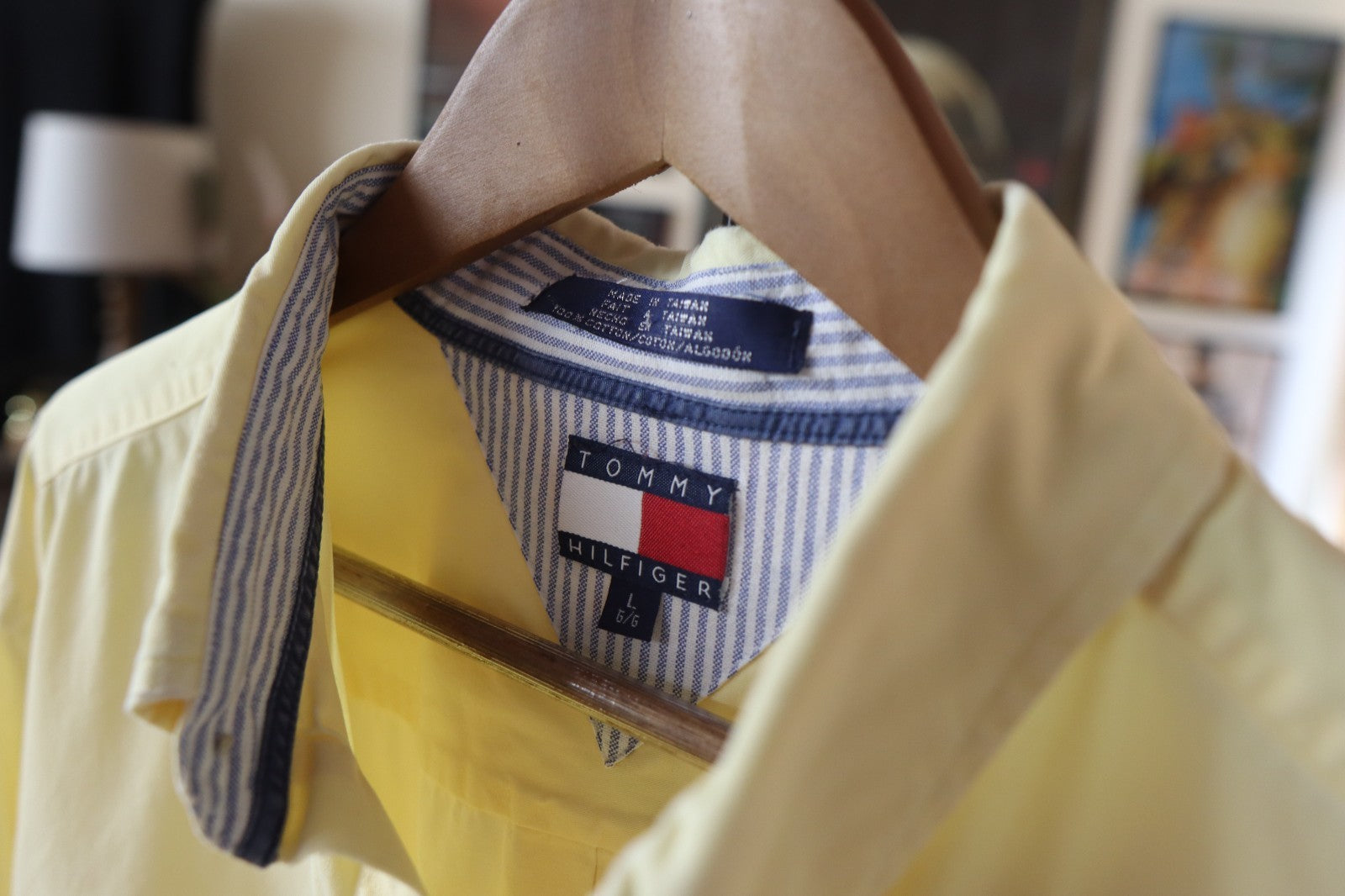 Vintage Tommy Hilfiger Oxford Shirt In Canary Yellow With Lion Crest