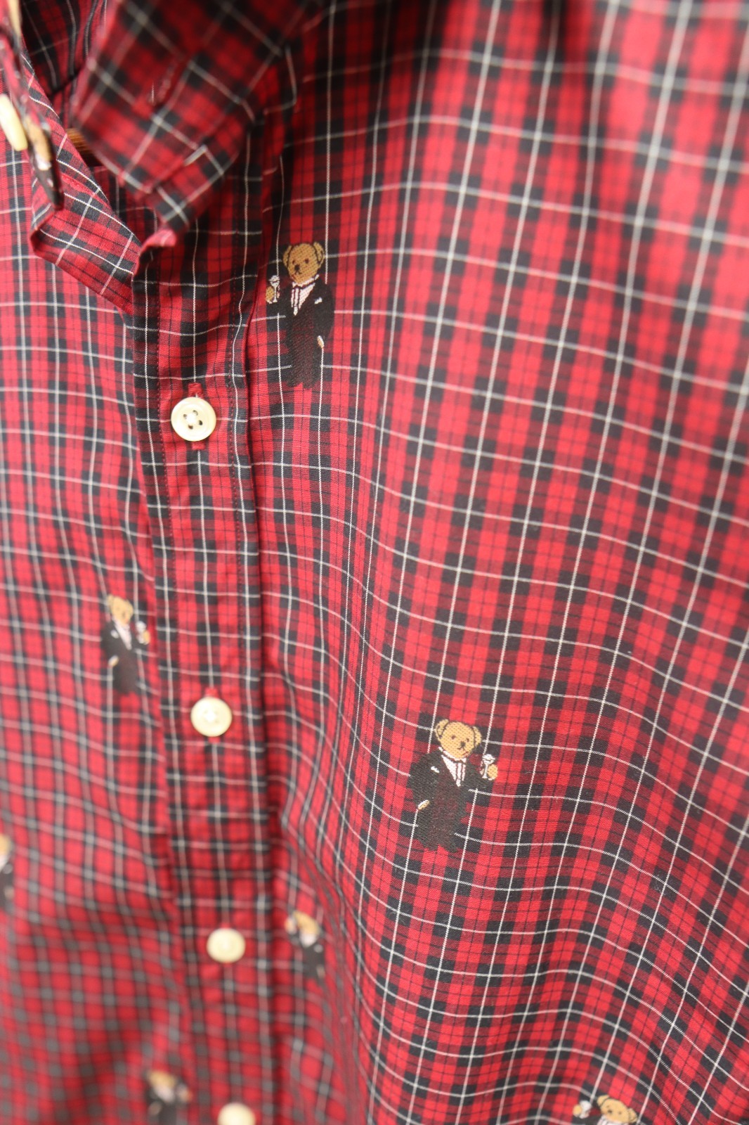 Polo Ralph Lauren Red/Black Plaid WINE-TOASTING BEARS Shirt Slim Fit 14 1/2 - 37
