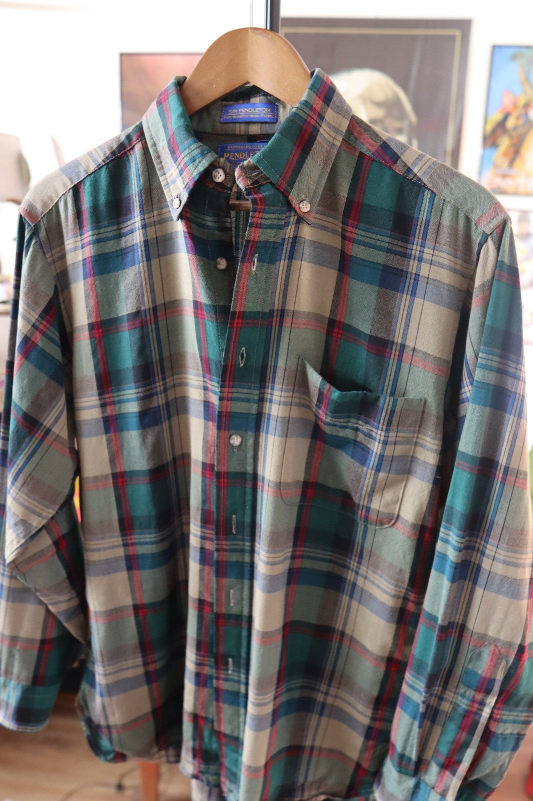Pendleton 100% Virgin Wool Button Up Shirt Size Medium