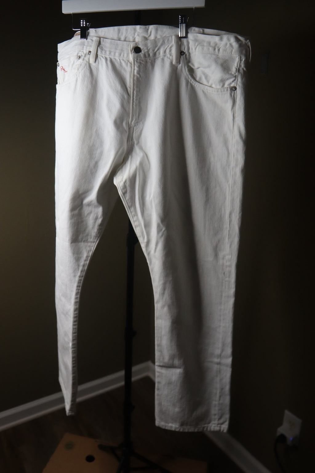 Polo Ralph Lauren Men's Size 40 X 32 White Varick Slim Straight Denim Jeans