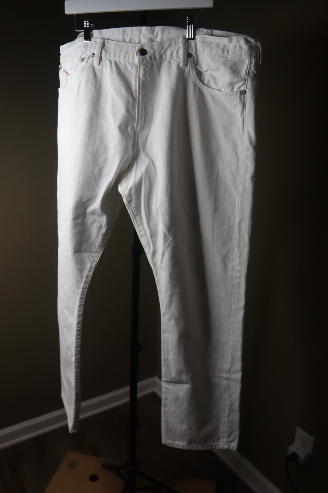 Polo Ralph Lauren Men's Size 40 X 32 White Varick Slim Straight Denim Jeans