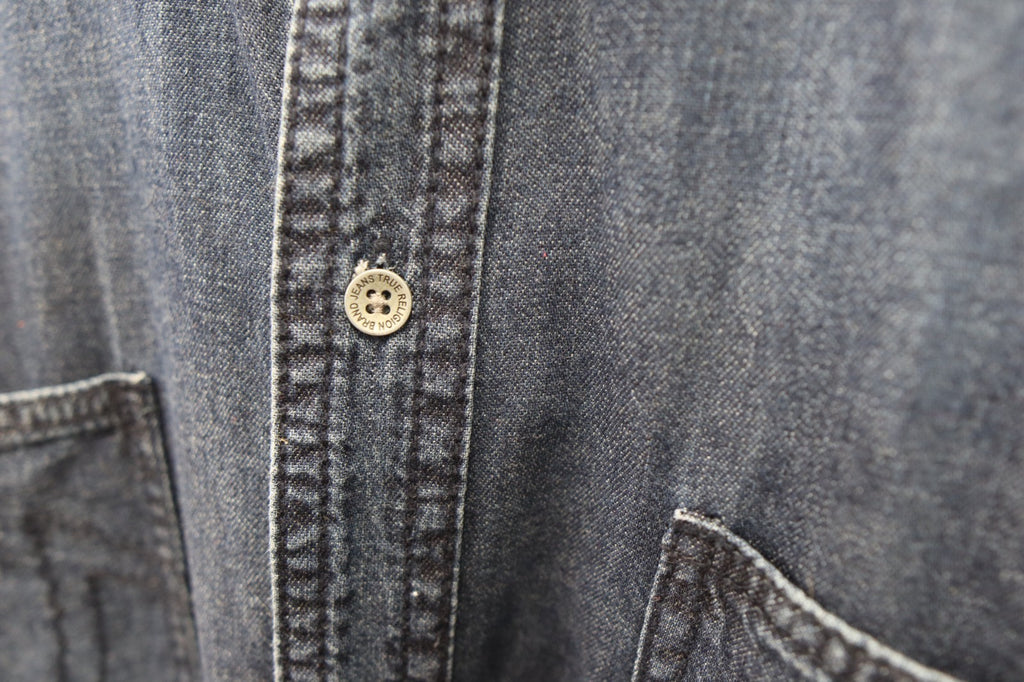 True Religion Men's Denim Long Sleeve Button Up Shirt Size XXL