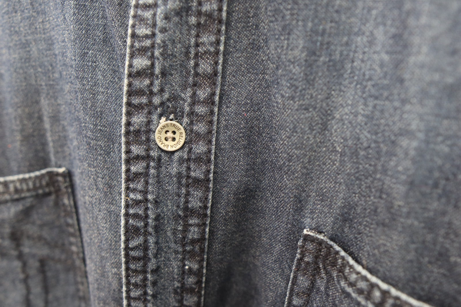 True Religion Men's Denim Long Sleeve Button Up Shirt Size XXL