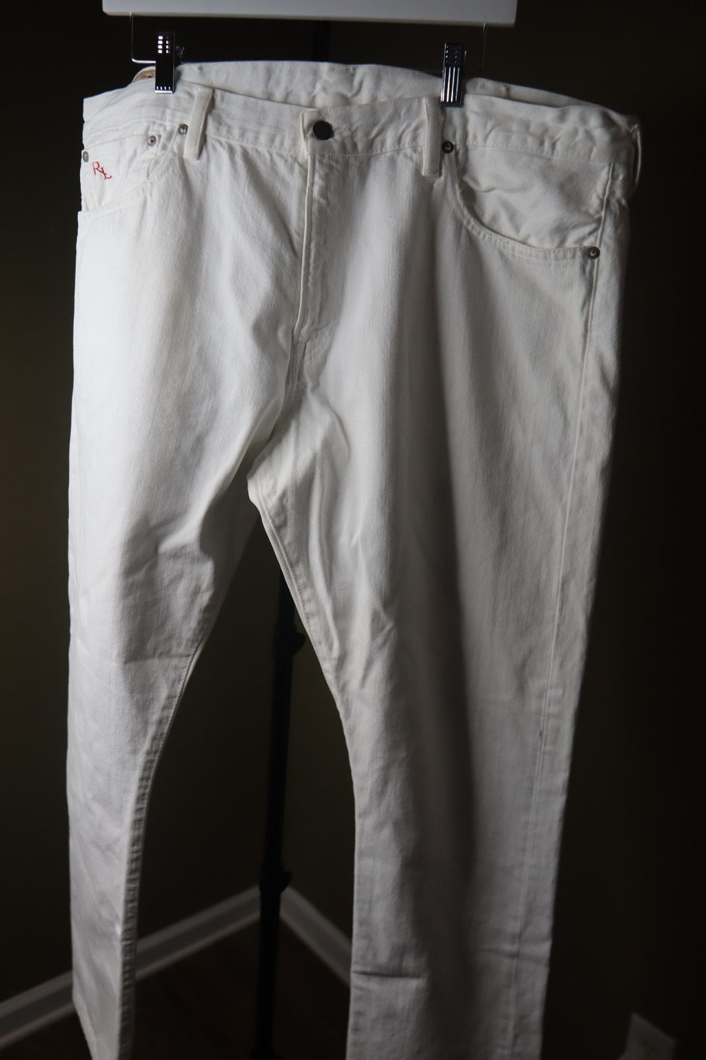 Polo Ralph Lauren Men's Size 40 X 32 White Varick Slim Straight Denim Jeans