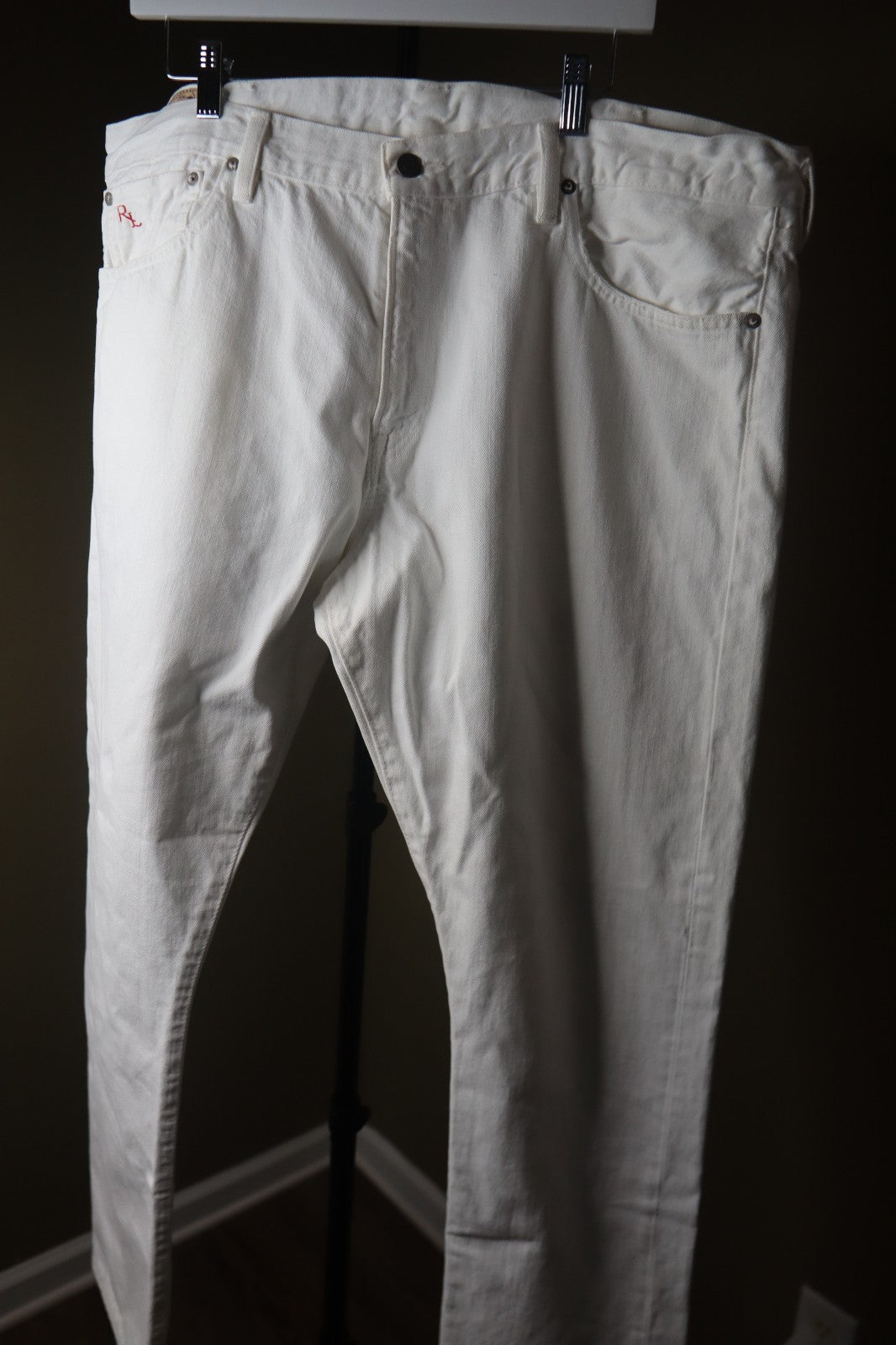 Polo Ralph Lauren Men's Size 40 X 32 White Varick Slim Straight Denim Jeans