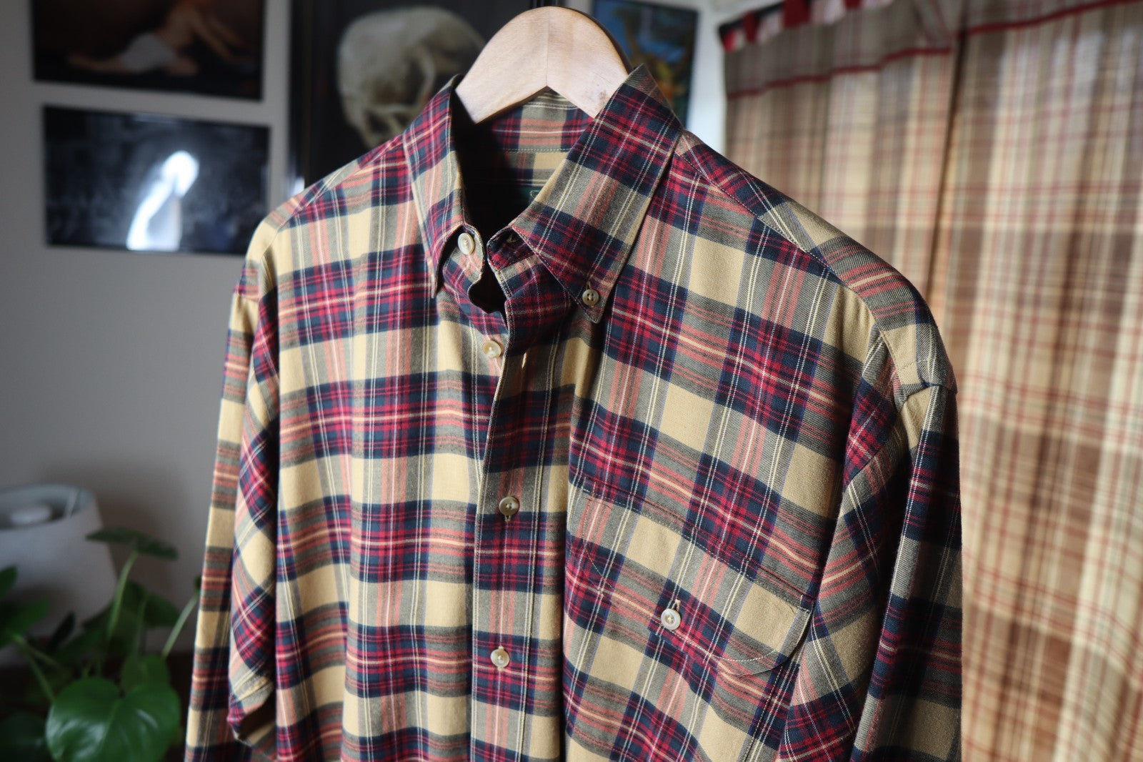 Orvis Mens Large Plaid Check Flannel Cotton Merino Wool Luxury