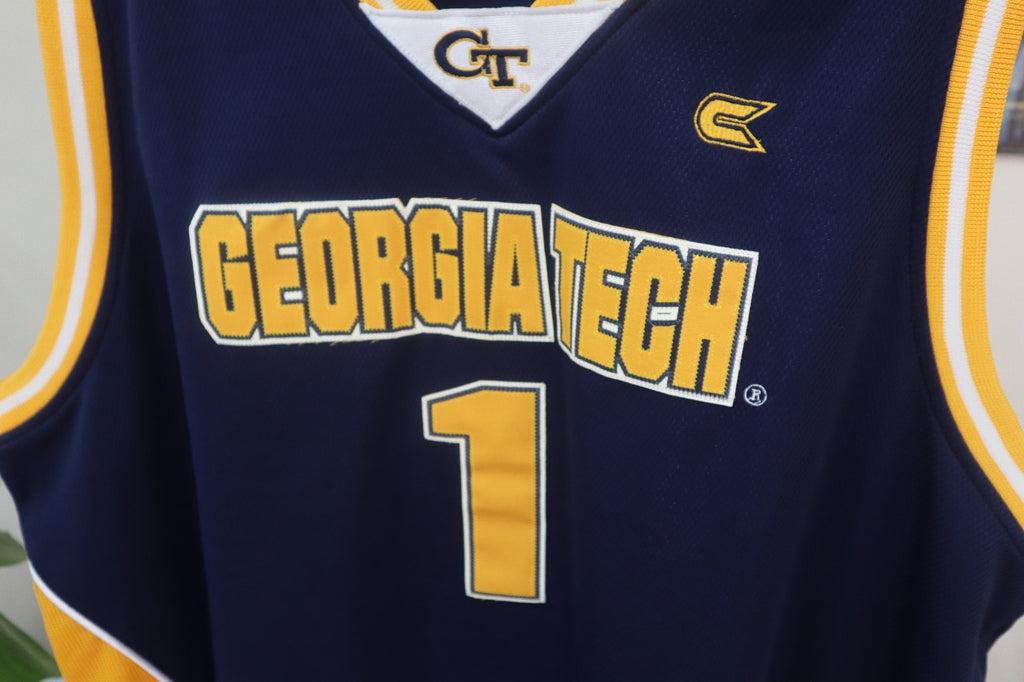 Georgia Tech Yellow Jackets Colosseum Mens Basketball Jersey Blue Size Large